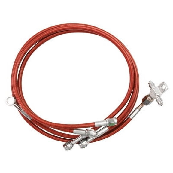 Streamline Front Steel Braided Brake Line Standard Length +2" Red for Honda TRX 450ER 2012-2014