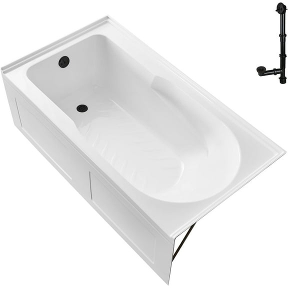 Streamline GA-310-22-ORB 60 in. x 32 in. Acrylic Left-Hand Drain Alcove Bathtub in Glossy White With External Drain in Matte Oil Rubbed Bronze