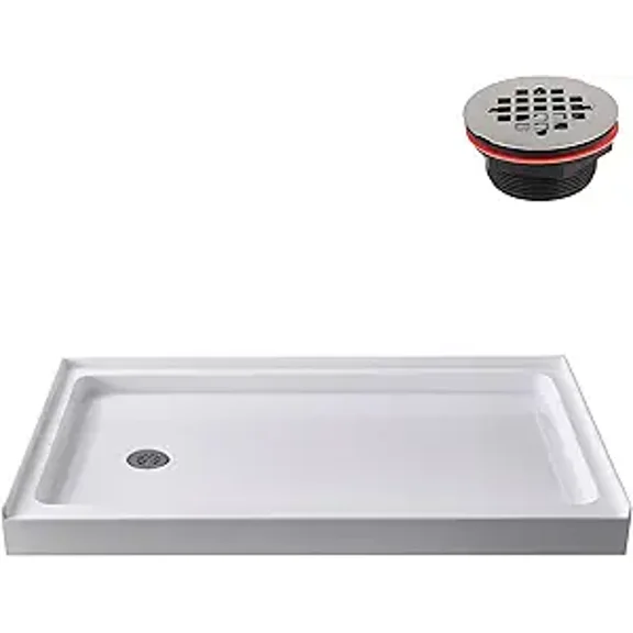 Streamline GB-523-96 42 in. x 34 in. Alcove Acrylic Shower Base in Glossy White With Right Drain, ABS Drain Included