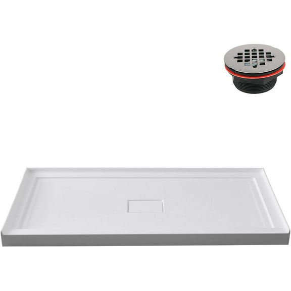 Streamline GB-613-456 48 in. x 32 in. Alcove Acrylic Shower Base in Glossy White With Center Drain, Drain Included