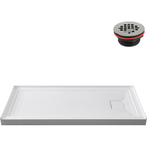 Streamline GB-618-476 72 in. x 36 in. Alcove Acrylic Shower Base in Glossy White With Right Drain, Drain Included