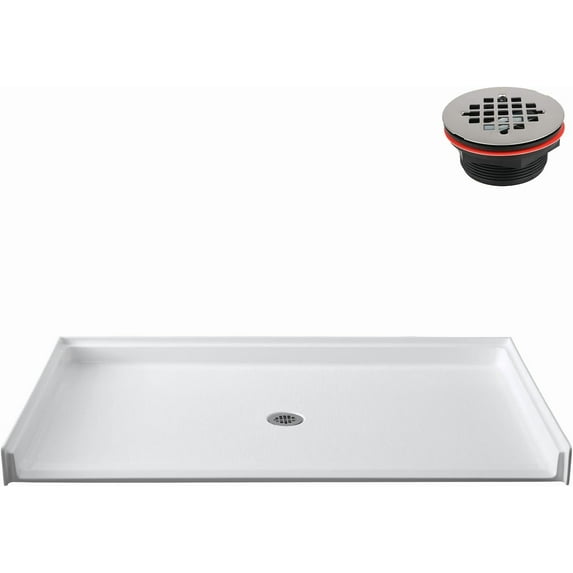 Streamline GB-635-544 60 in. x 36 in. ADA Compliant Alcove Acrylic Shower Base in Glossy White With Center Drain, Drain Included