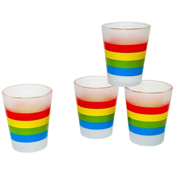 Streamline Imagined Cha-Cha Shot Glasses, Glass, Frosted, Rainbow, 4 Piece