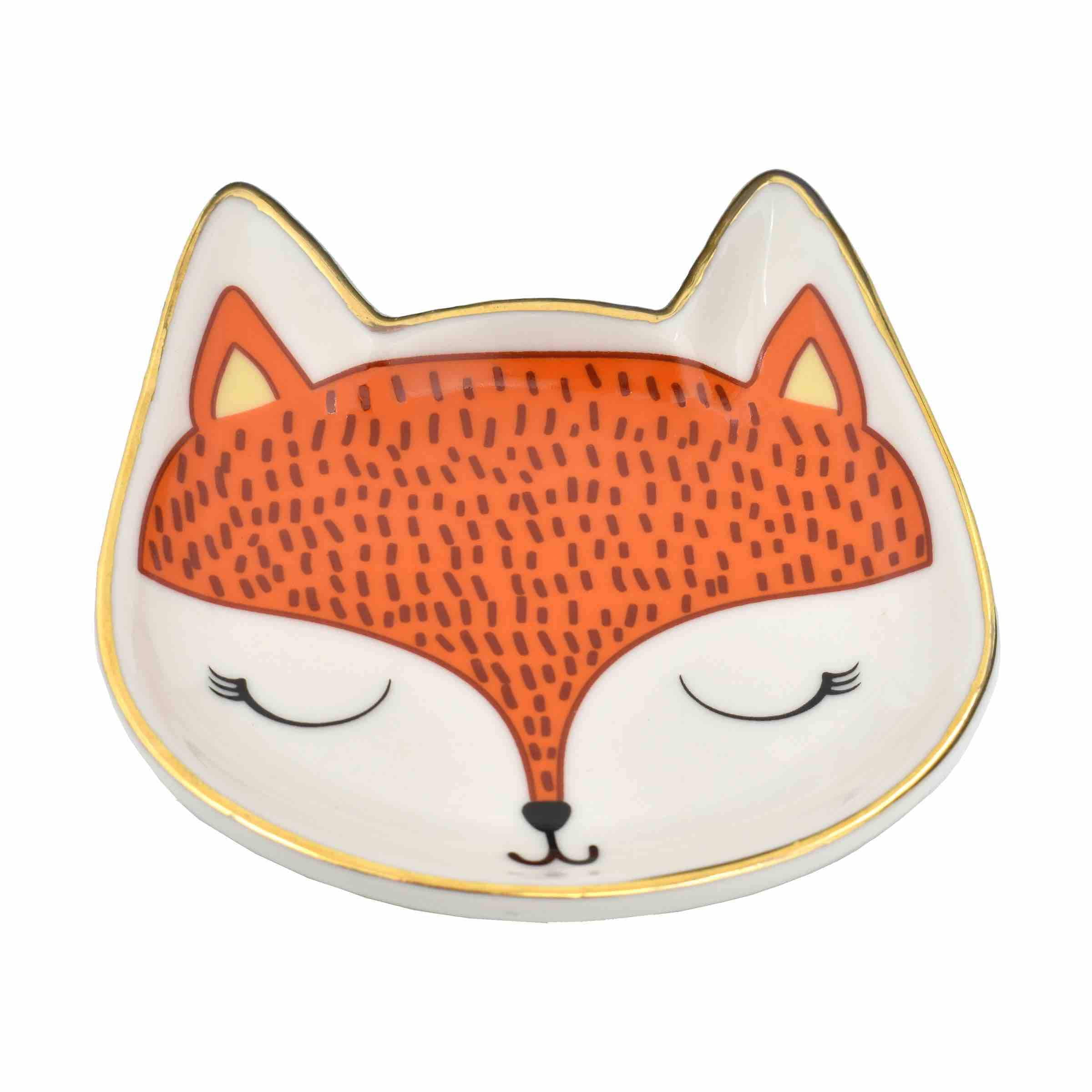 Adorable Fox-Shaped Porcelain Trinket Dish