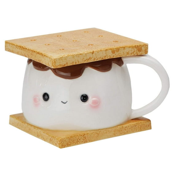 Streamline Imagined Marshmallow S'mores Ceramic Mug with Lid