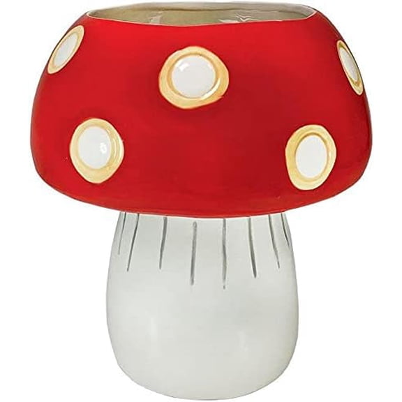 Streamline Imagined Mushroom Planter White polkdot