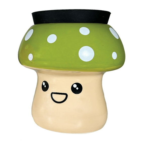 Streamline Imagined Mushroom Stash Jar, Ceramic, Green