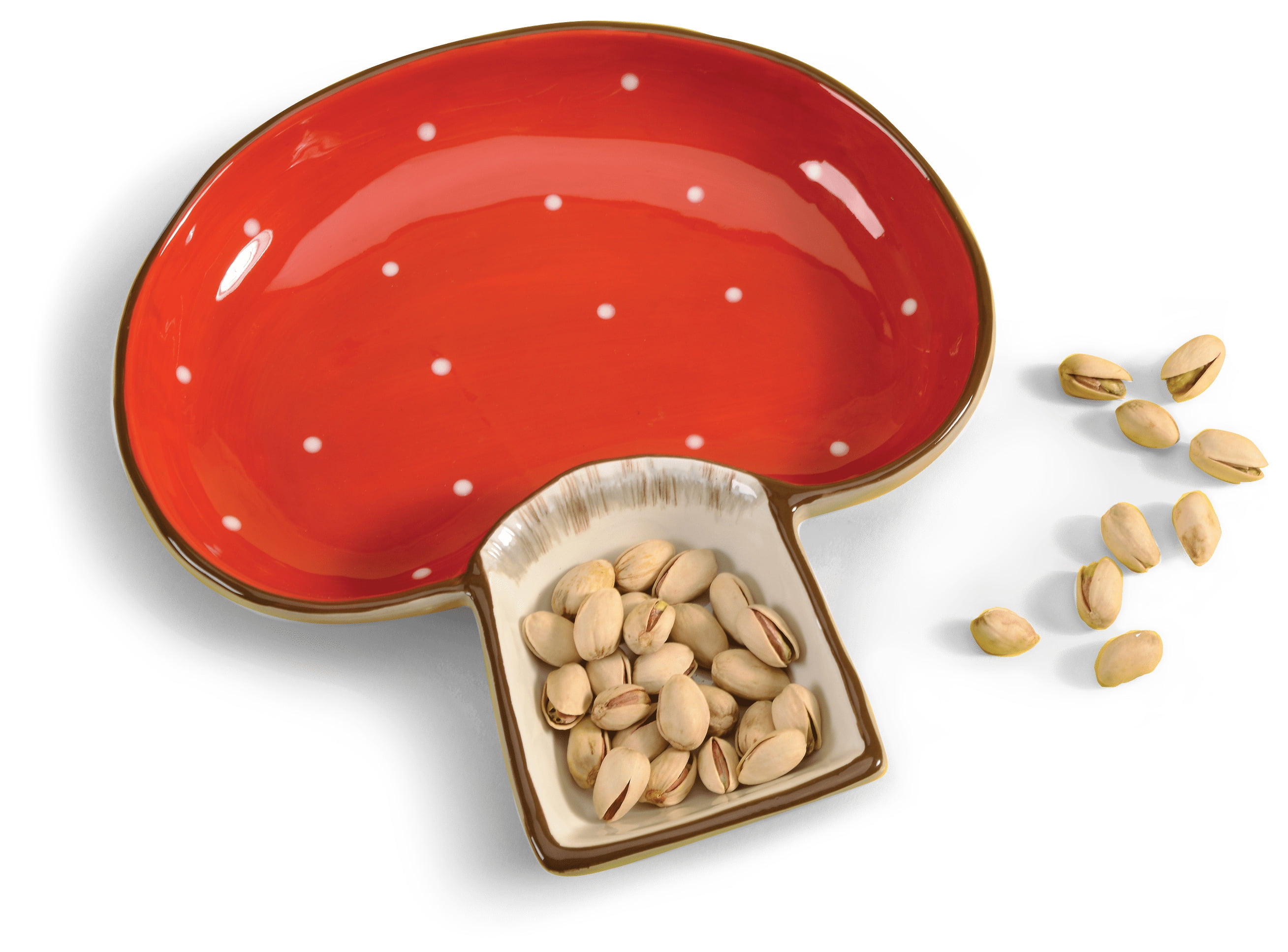 Streamline Ciotola Portatutto A Due Scomparti – Design Fungo Rosso E Bianco – 22,9 Cm – Per Snack E Salse