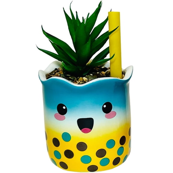 Streamline Imagined My Best Teas Faux Succulent Planter - Blue