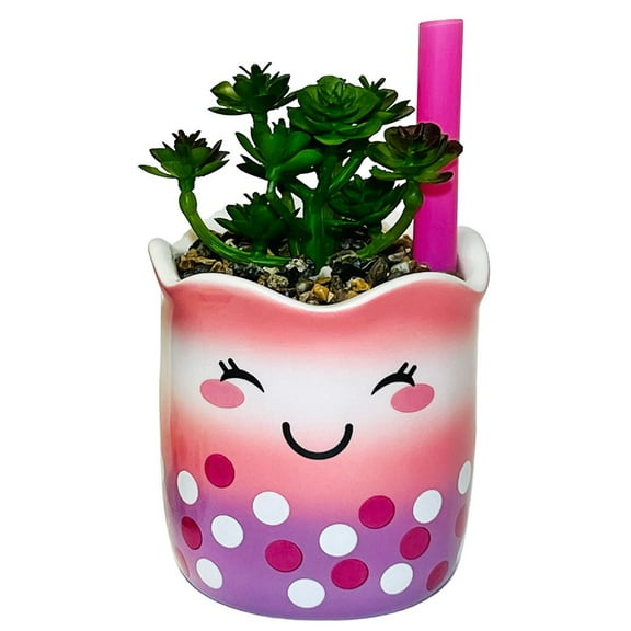 Streamline Imagined My Best Teas Faux Succulent Planter, Rose