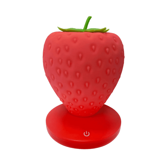 Streamline Imagined Strawberry Lamp, LED Touch Light, 3 Brightness Settings, Red