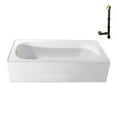 thumbnail image 1 of Streamline L-100-03-L-PBR 60 in. x 30 in. Porcelain-Enameled Steel Alcove Bathtub in Glossy White, With External Left Drain in Polished Brass, 1 of 11