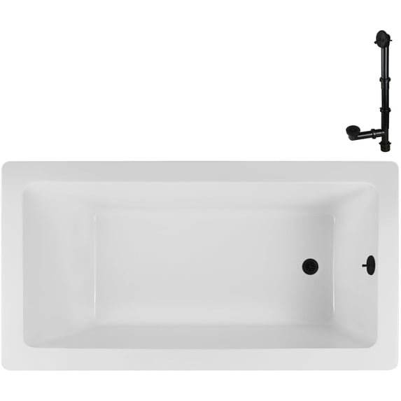 Streamline N-4100-709-ORB 72 in. x 36 in. Acrylic Soaking Drop-In Bathtub in Glossy White, With External Drain in Matte Oil Rubbed Bronze