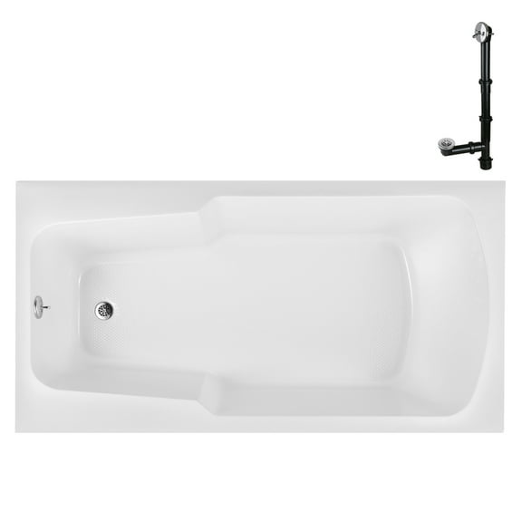 Streamline N-4210-727-CH 72 in. x 36 in. Acrylic Soaking Drop-In Bathtub in Glossy White, With External Drain in Polished Chrome