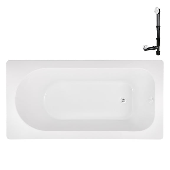 Streamline N-4220-730-WH 60 in. x 32 in. Acrylic Soaking Drop-In Bathtub in Glossy White, With External Drain in Glossy White