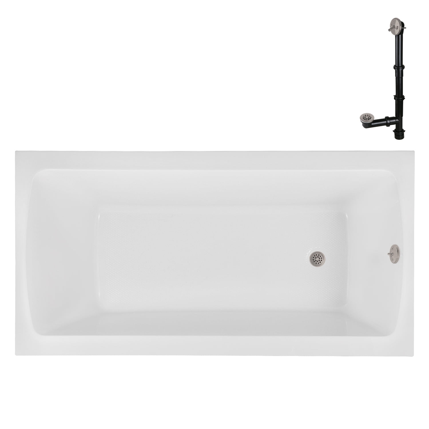 66" White Acrylic Rectangular Drop-In Soaking Bathtub