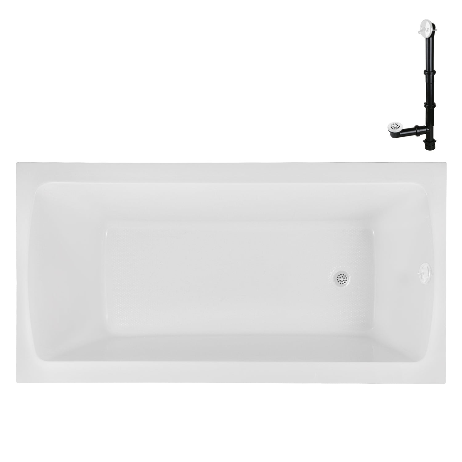66" x 34" Glossy White Acrylic Soaking Drop-In Bathtub