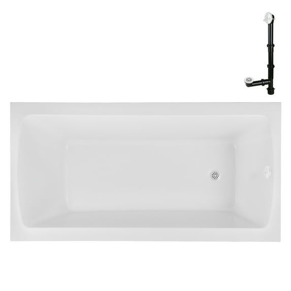 Streamline N-4360-751-WH 66 in. x 34 in. Acrylic Soaking Drop-In Bathtub in Glossy White, With External Drain in Glossy White