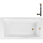 Streamline N-4420-760-BGL 66 in. x 34 in. Acrylic Soaking Drop-In Bathtub in Glossy White, With External Drain in Brushed Gold