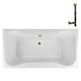 thumbnail image 1 of Streamline N-4480-769-BGL 66 in. x 34 in. Acrylic Soaking Drop-In Bathtub in Glossy White, With External Drain in Brushed Gold, 1 of 15