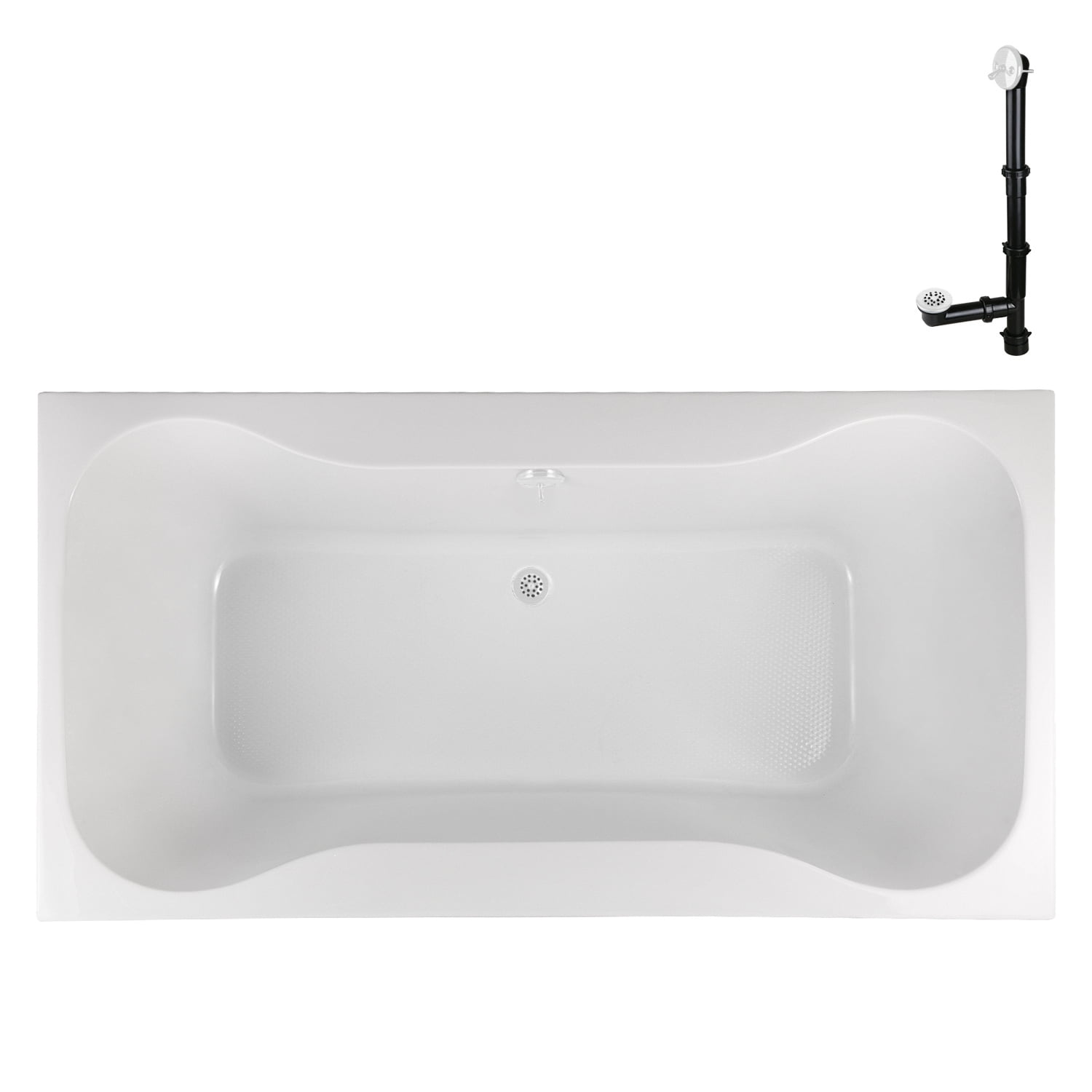 Streamline N-4500-772-WH 72 in. x 36 in. Acrylic Soaking Drop-In Bathtub in Glossy White, With External Drain in Glossy White