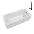 thumbnail image 1 of Streamline NAL-5260-CH 60 in. x 30 in. Acrylic Right-Hand Drain Alcove Bathtub in Glossy White With External Drain in Polished Chrome, 1 of 10