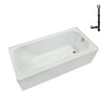 thumbnail image 1 of Streamline NAL-5260-PBR 60 in. x 30 in. Acrylic Right-Hand Drain Alcove Bathtub in Glossy White With External Drain in Polished Brass, 1 of 10