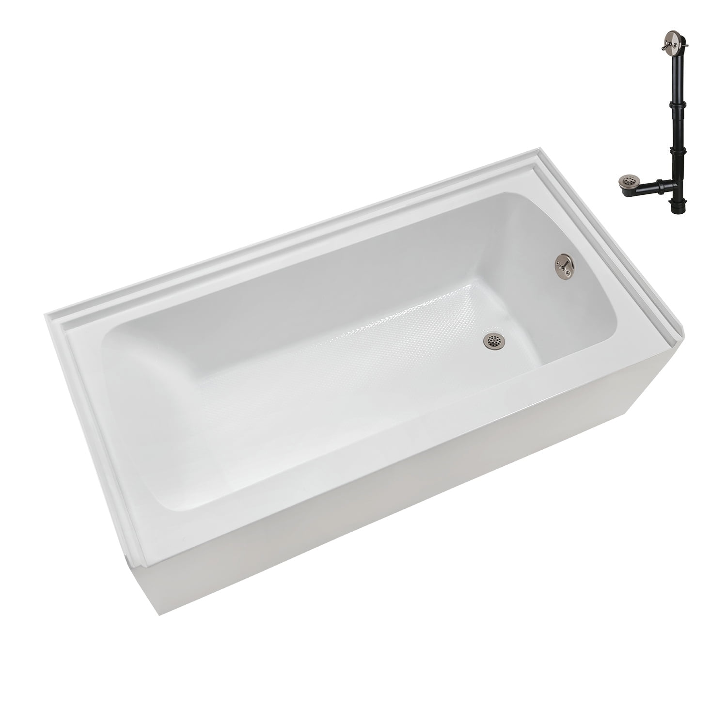 Glossy White 60" x 30" Acrylic Right-Hand Drain Alcove Bathtub