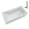 thumbnail image 1 of Streamline NAL-5460-BNK 66 in. x 32 in. Acrylic Right-Hand Drain Alcove Bathtub in Glossy White With External Drain in Brushed Nickel, 1 of 10
