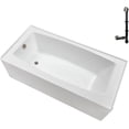 thumbnail image 1 of Streamline NAL-5480-PBR 60 in. x 30 in. Acrylic Left-Hand Drain Alcove Bathtub in Glossy White With External Drain in Polished Brass, 1 of 8