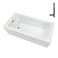 thumbnail image 1 of Streamline NAL-5560-PBR 60 in. x 32 in. Acrylic Left-Hand Drain Alcove Bathtub in Glossy White With External Drain in Polished Brass, 1 of 10