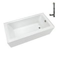 thumbnail image 1 of Streamline NAL-5580-BNK 60 in. x 32 in. Acrylic Right-Hand Drain Alcove Bathtub in Glossy White With External Drain in Brushed Nickel, 1 of 10