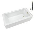 thumbnail image 1 of Streamline NAL-5580-PBR 60 in. x 32 in. Acrylic Right-Hand Drain Alcove Bathtub in Glossy White With External Drain in Polished Brass, 1 of 10