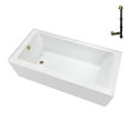 thumbnail image 1 of Streamline NAL-5600-BGL 66 in. x 32 in. Acrylic Left-Hand Drain Alcove Bathtub in Glossy White With External Drain in Brushed Gold, 1 of 10
