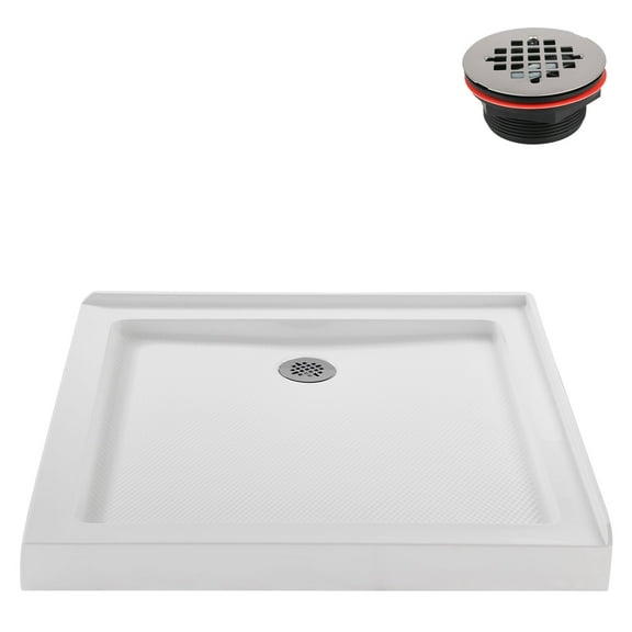 Streamline NT-231-36WH-LF 36 in. x 36 in. Corner Acrylic Shower Base in Glossy White with Left Hand Drain, ABS Drain Included