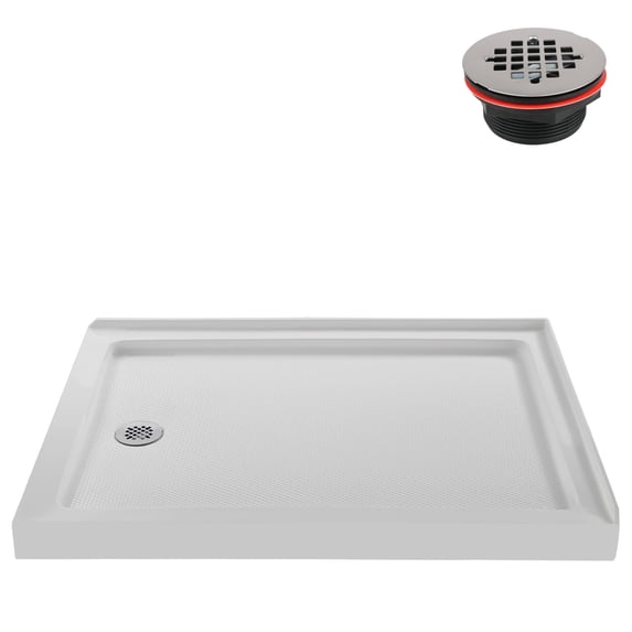 Streamline NT-252-48WH-LF 48 in. x 36 in. Corner Acrylic Shower Base in Glossy White with Left Hand Drain, ABS Drain Included