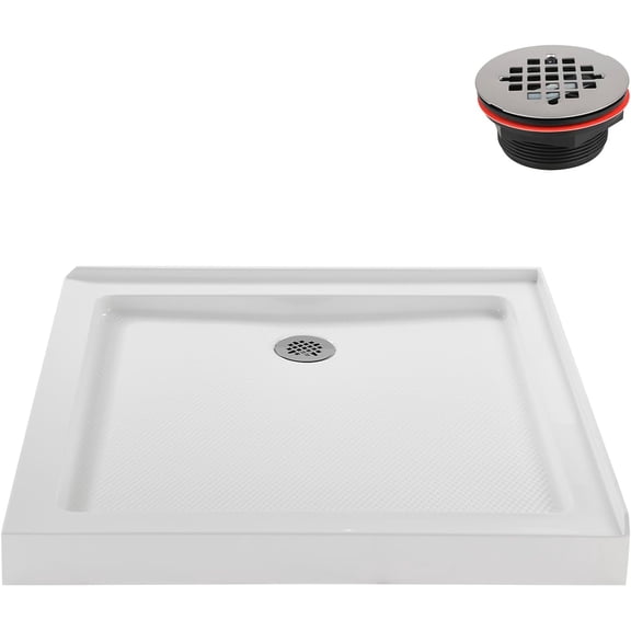 Streamline NT-366-322-LF 32 in. x 32 in. Corner Acrylic Shower Base in Glossy White with Left Drain, Drain Included