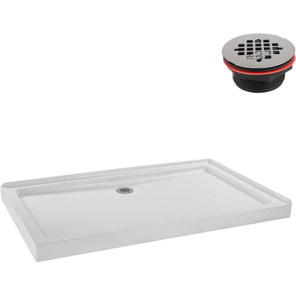 Streamline NT-384-600-LF 60 in. x 30 in. Corner Acrylic Shower Base in Glossy White with Left Drain, Drain Included