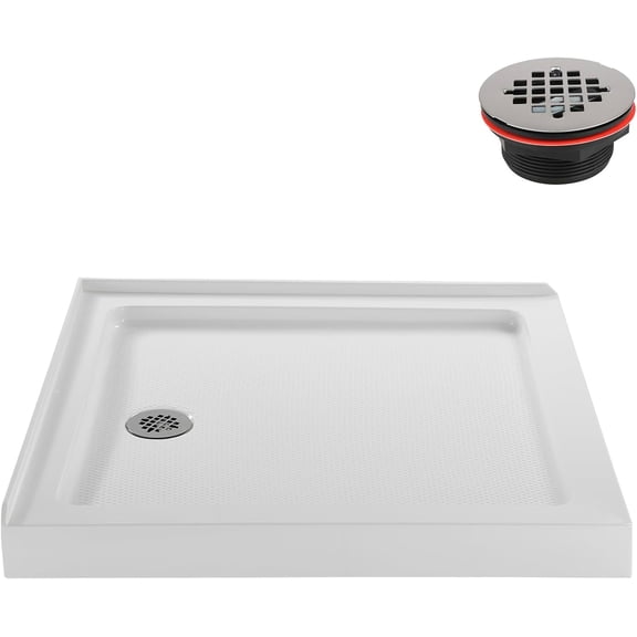 Streamline NT-518-322-LF 32 in. x 32 in. Corner Acrylic Shower Base in Glossy White with Left Drain, Drain Included