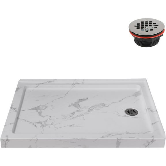 Streamline NTM-696-48MB-RH 48 in. x 36 in. Corner Acrylic Shower Base in Matte Marble with Right Hand Drain, Drain Included