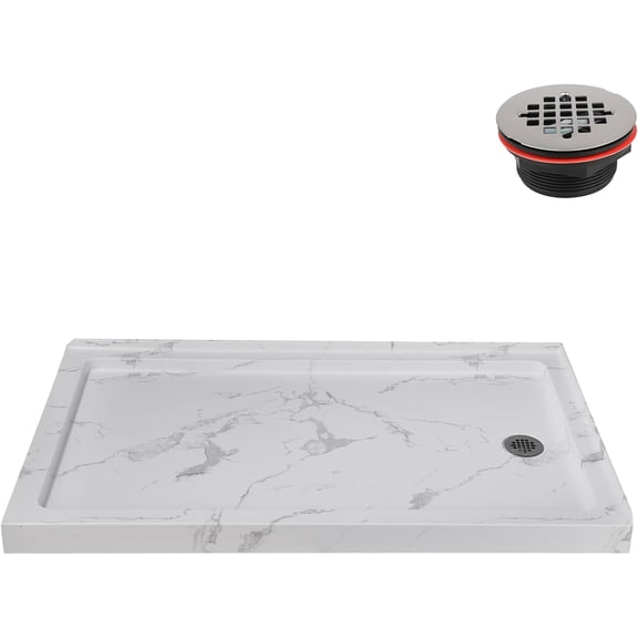 Streamline NTM-704-60MB-RH 60 in. x 36 in. Corner Acrylic Shower Base in Matte Marble with Right Hand Drain, Drain Included