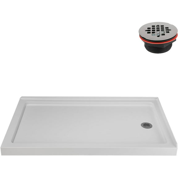 Streamline NTM-708-60WH-RH 60 in. x 36 in. Corner Acrylic Shower Base in Matte White with Right Hand Drain, Drain Included