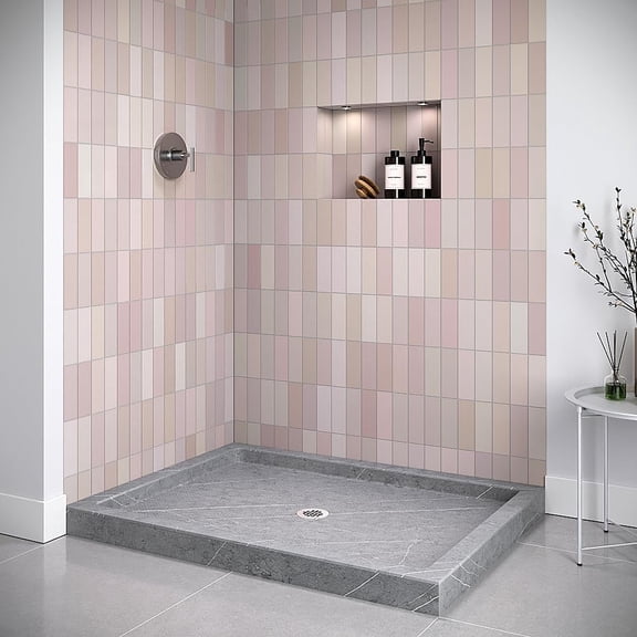 Streamline NTM-906-48GR-CR 48 in. x 36 in. Corner Acrylic Shower Base in Matte Grey with Center Drain, Drain Included