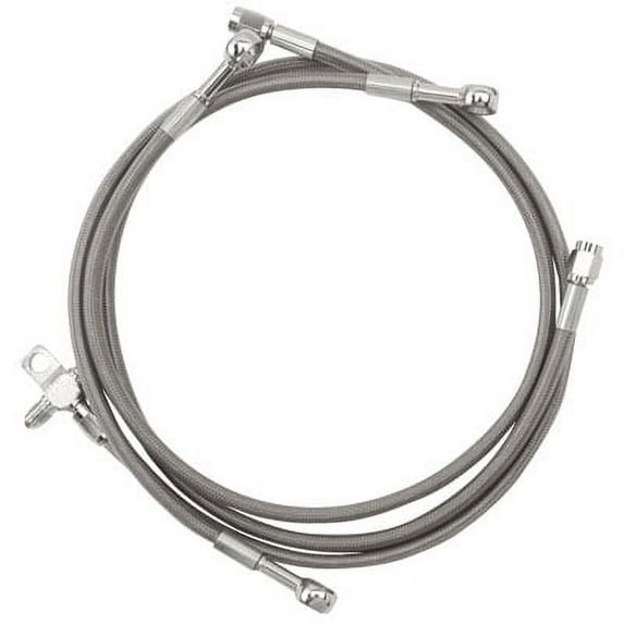Streamline Rear Steel Braided Brake Line Standard Length Silver For Polaris