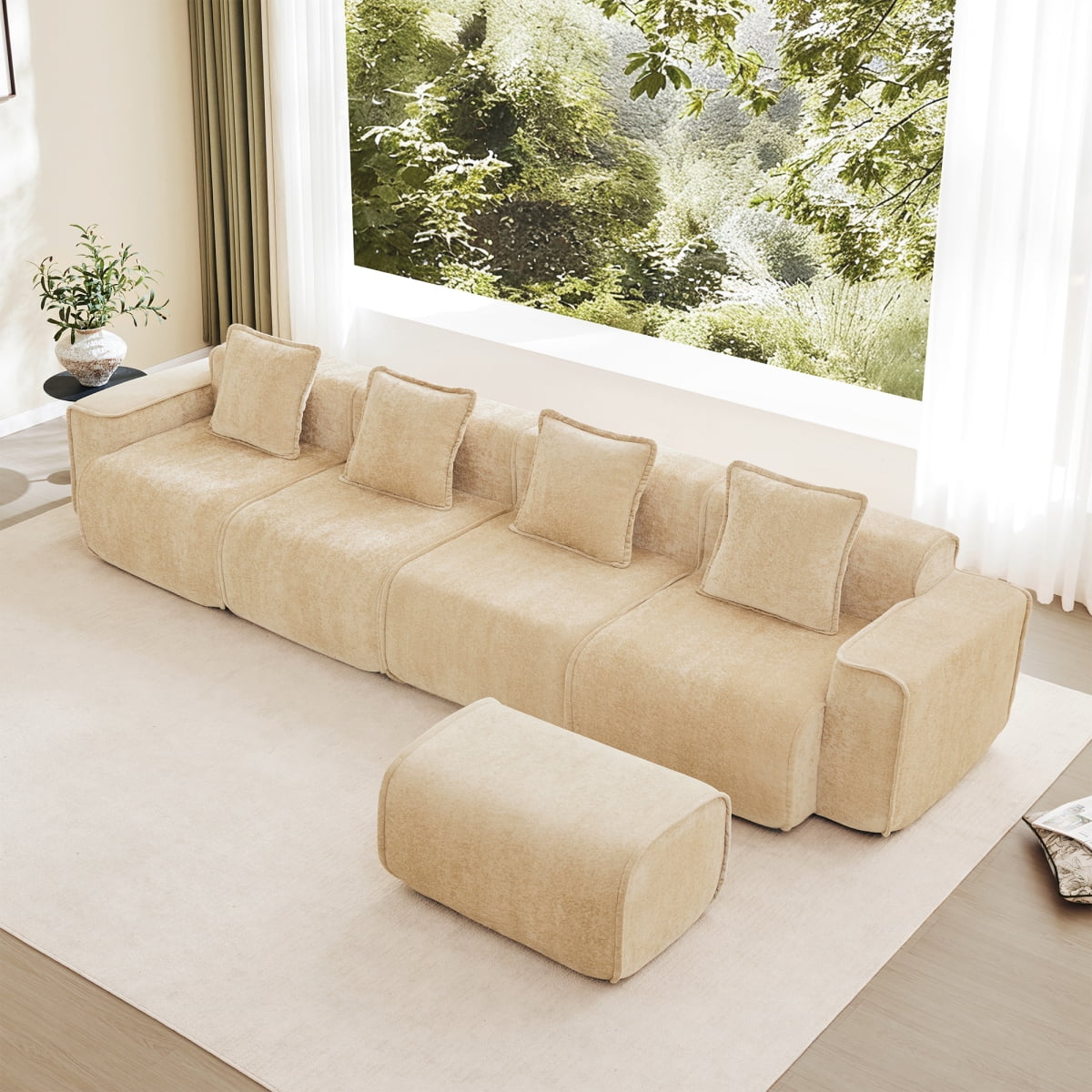 Streamlined Design Modular 4 Seat L Shape Sectional Boneless Sofa with ...