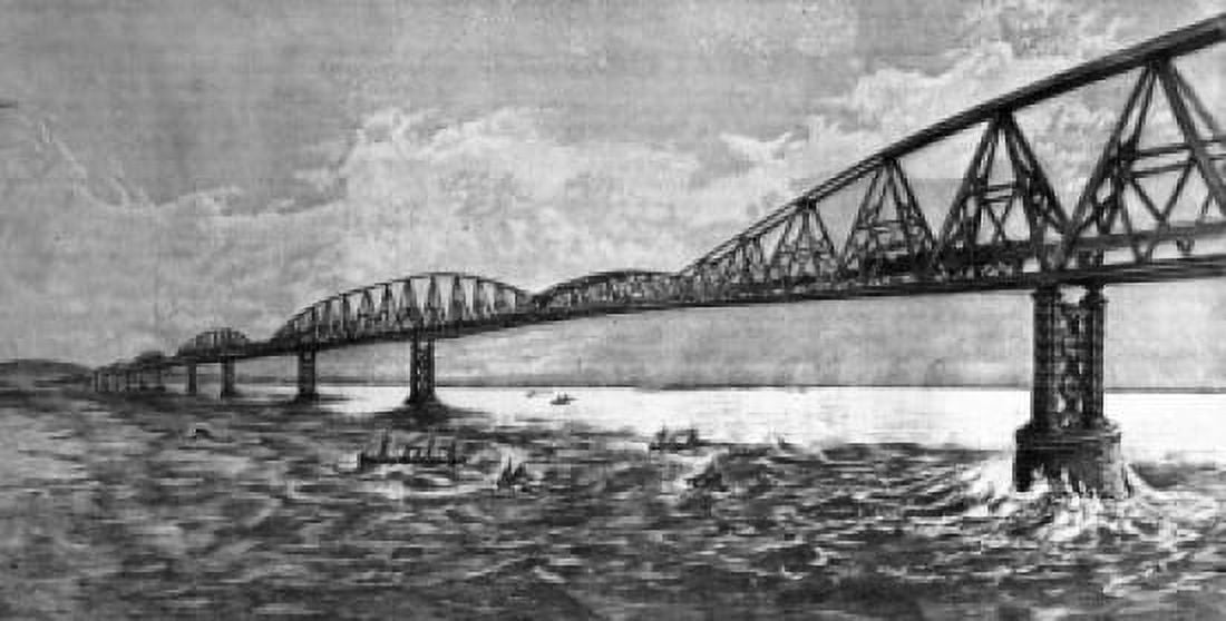 Streamlined Dreams of the Past Railroad Bridge between England and France by unknown artist 1880s Canvas Art - (24 x 36)