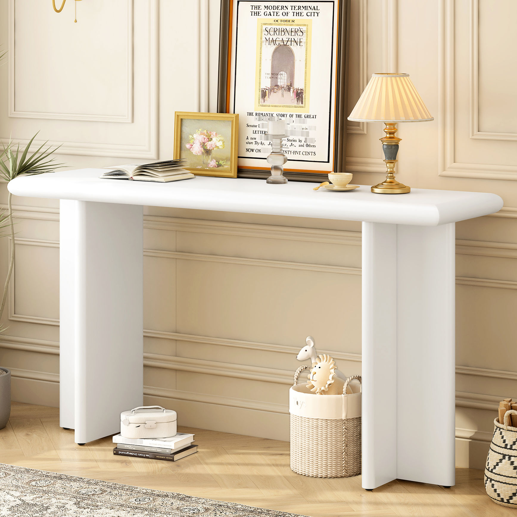 Streamlined Table Streamlined Entryway Table / For Limited Room Areas / MDF Material for ...