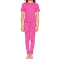 thumbnail image 1 of Stretch Is Comfort Girl's SHORT Sleeve Crew Neck and Leggings Set Neon Pink X-Large, 1 of 2