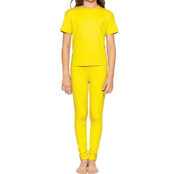 Stretch Is Comfort Girl's Short Sleeve Crew Neck and Leggings Set Yellow XX-Large