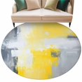 thumbnail image 1 of Street Art Brush Round Area&nbsp;Rug 7ft Gray Yellow Abstract Non-Slip&nbsp;Washable Circle Rugs Soft Felt Indoor Floor Mat for Bedroom Kitchen Living Room Bathroom, 1 of 9